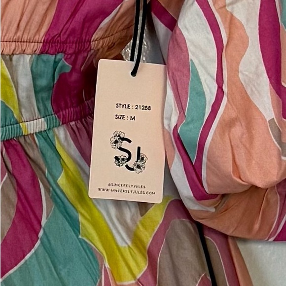 Pastel Puffy Sleeve Cotton Mini Dress - Picture 3 of 8